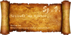 Szilvásy Viktor névjegykártya